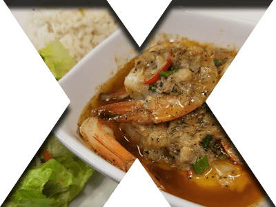Indulge in our seafood specialties – Shrimp, Lobster & Salmon, including Garlic Shrimp Garlic Shrimp – Juicy shrimp sautéed in a rich, flavorful garlic butter sauce