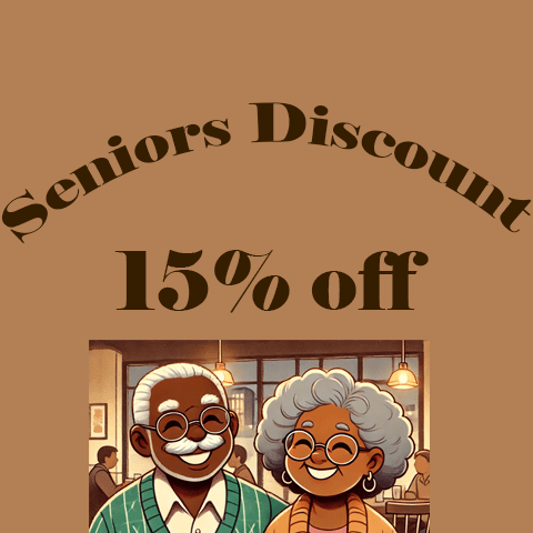 Click to view full image of our senior discount offer Senior discount promo – 15% off meals for guests 65+ – thumbnail view