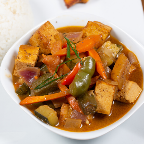 Click to view full image of brown stew tofu, vegan dish Brown stew tofu, vegan dish – thumbnail view